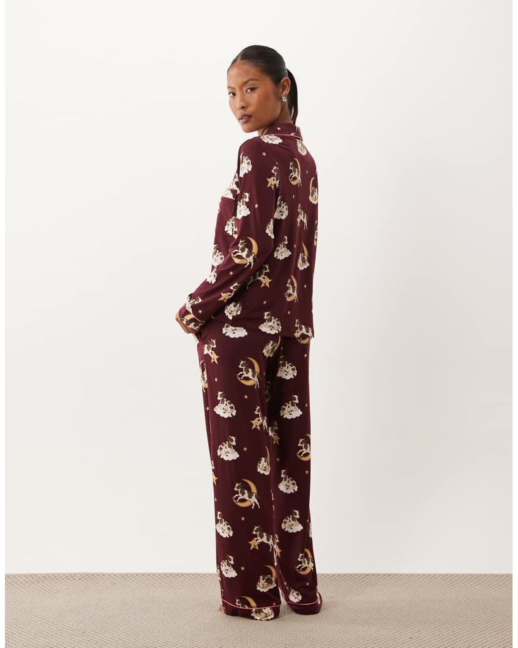 Chelsea Peers Brown Super Soft Button-up Pyjama Set