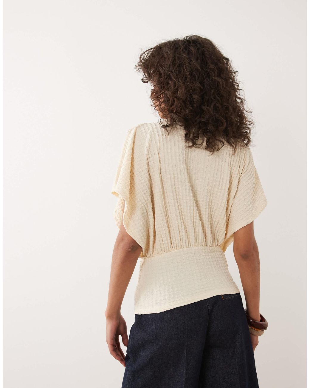 ASOS Natural Textured Multi Way Button Top