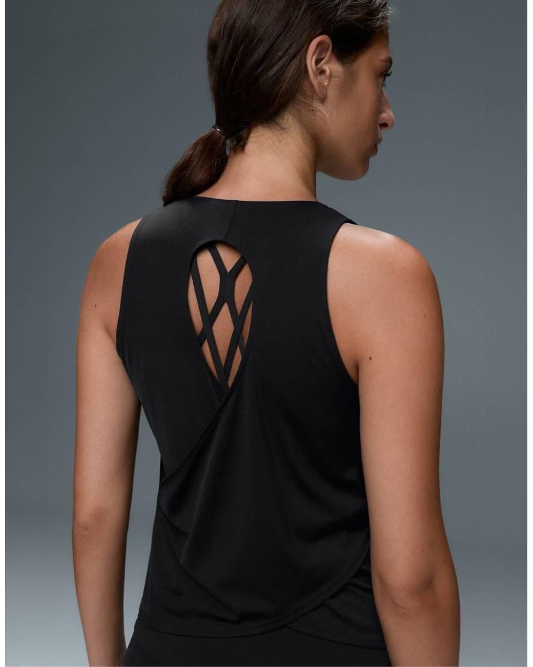 Oysho Black Cross Back Comfortlux T-Shirt