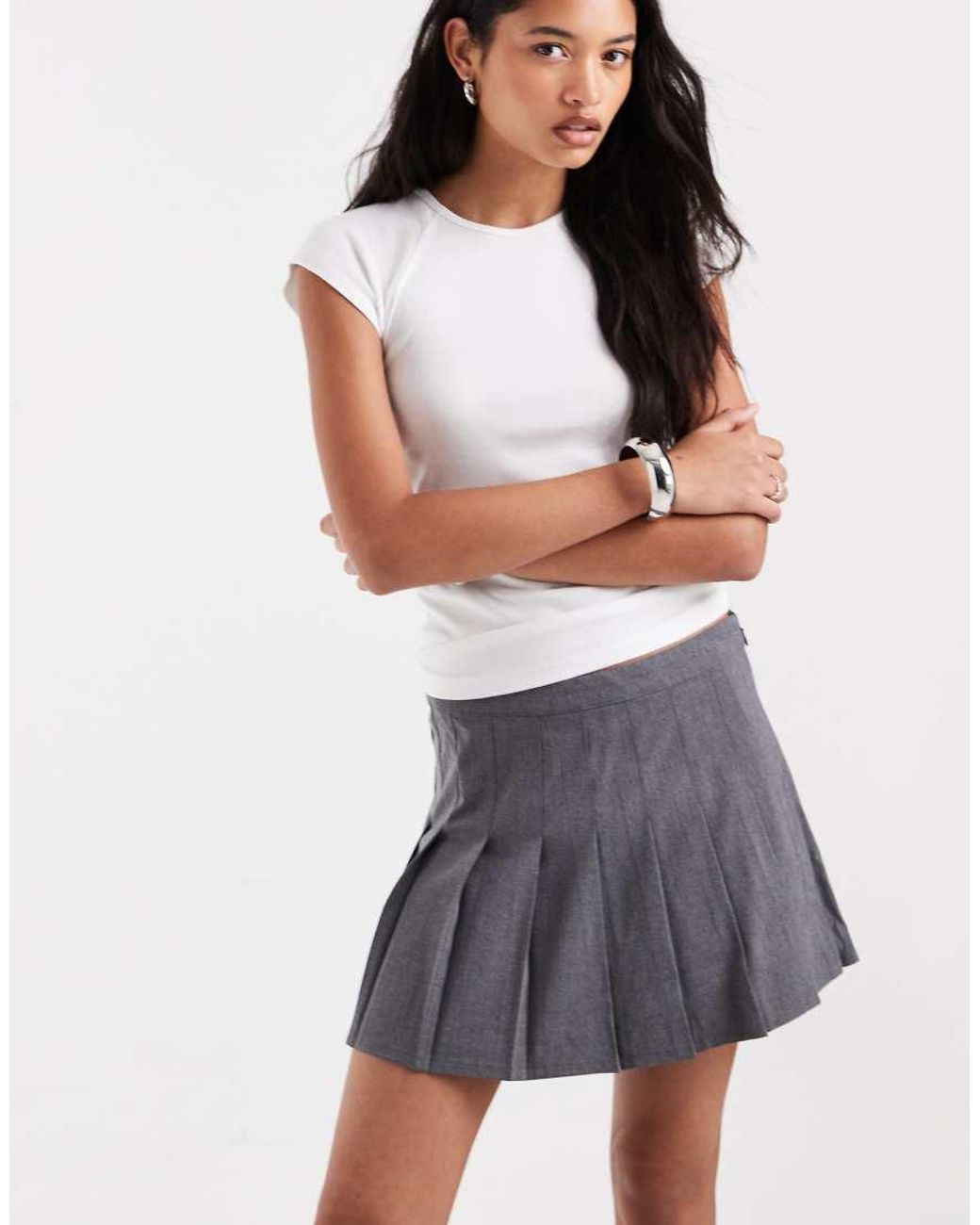 ONLY White Tailored Pleated Mini Skirt