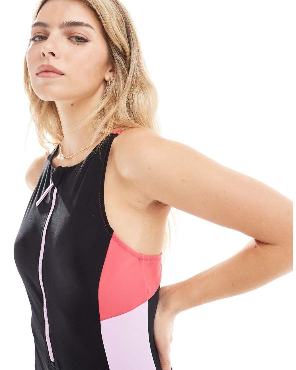 Speedo Blue Swimsuit Colourblock Zip Swimsuit