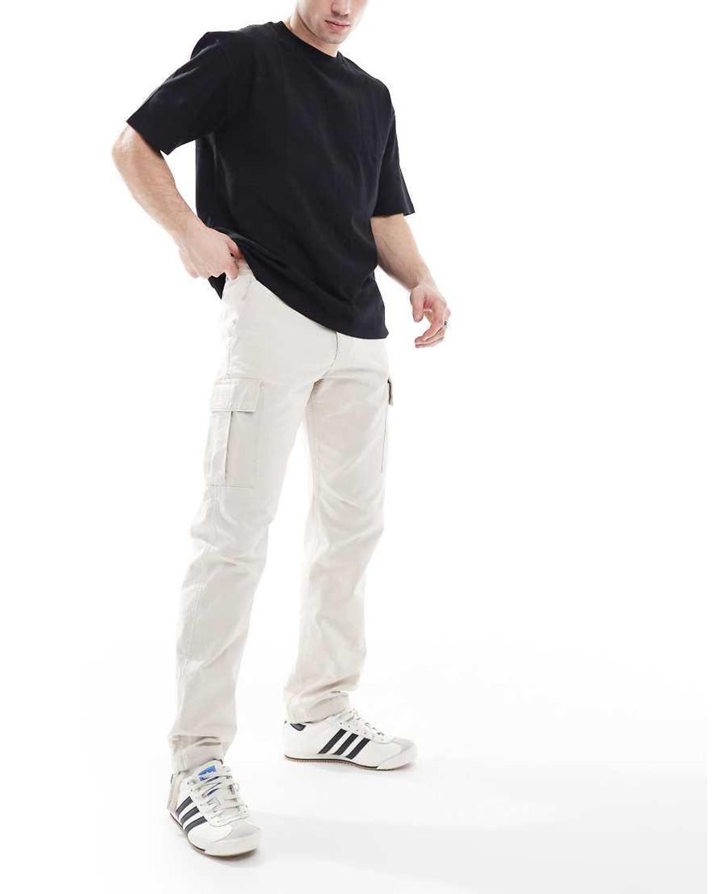Jack & Jones White Loose Fit Cargo Trouser for men