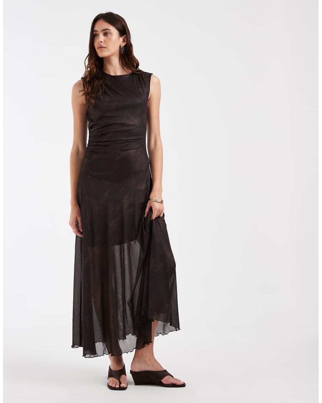 Object White Lace Detail Layered Sheer Maxi Dress