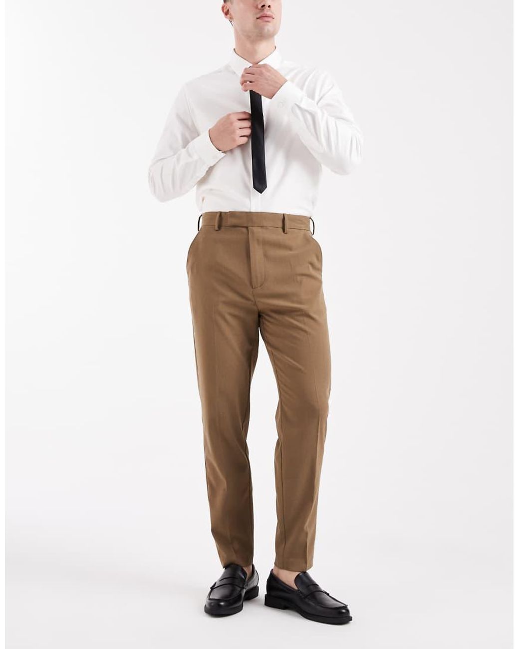 ASOS Natural Smart Tapered Trousers for men