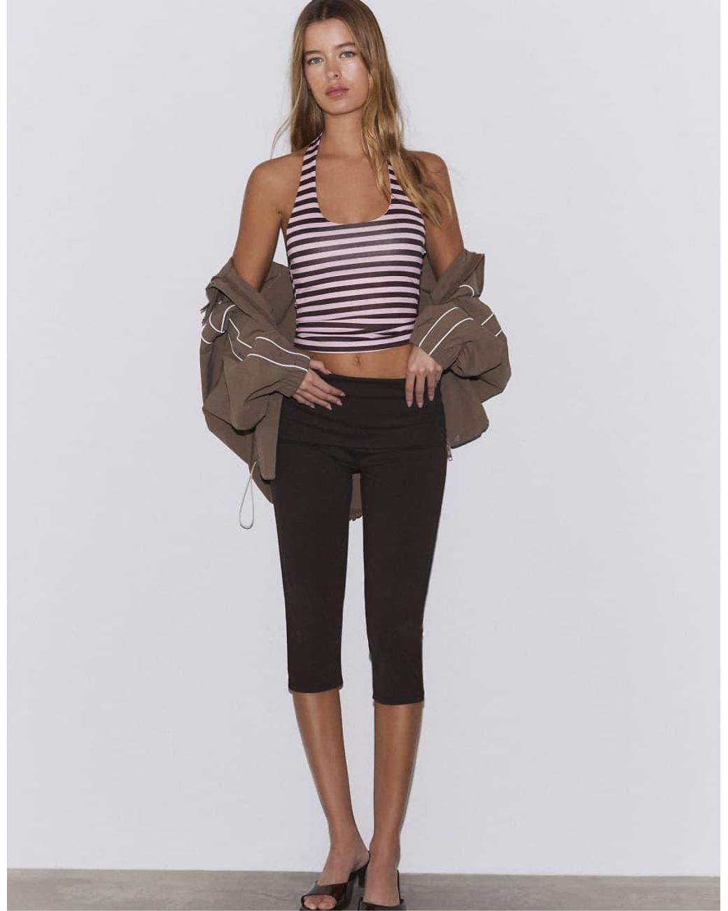 Stradivarius Pink Racer-neck Top