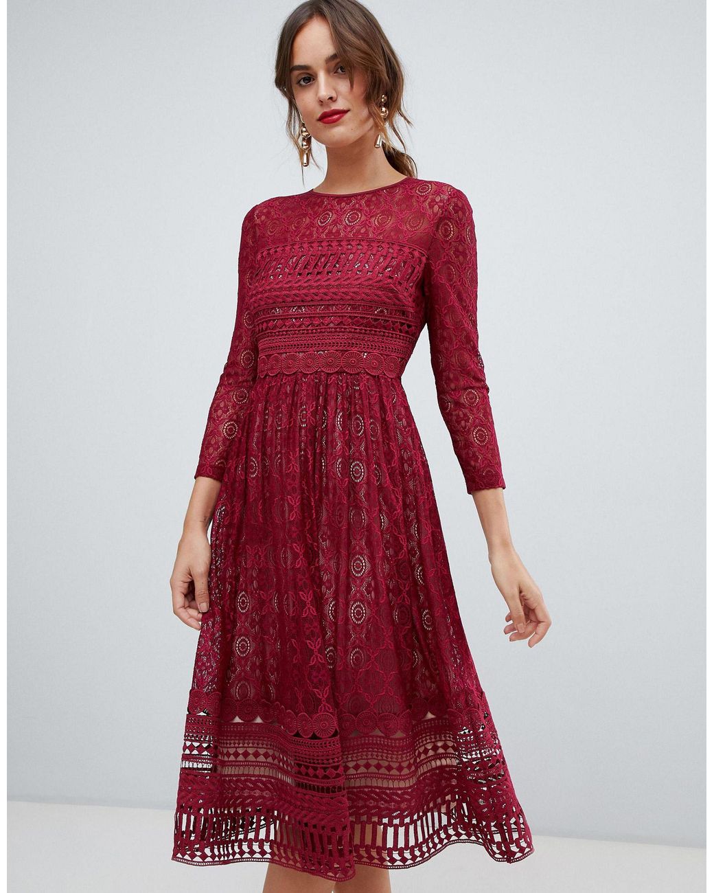 asos red lace dress