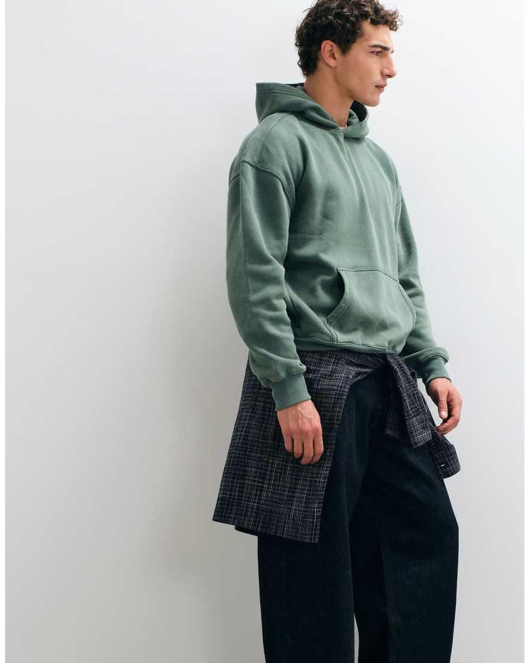 Hollister Green Boxy Pull On Hoodie for men