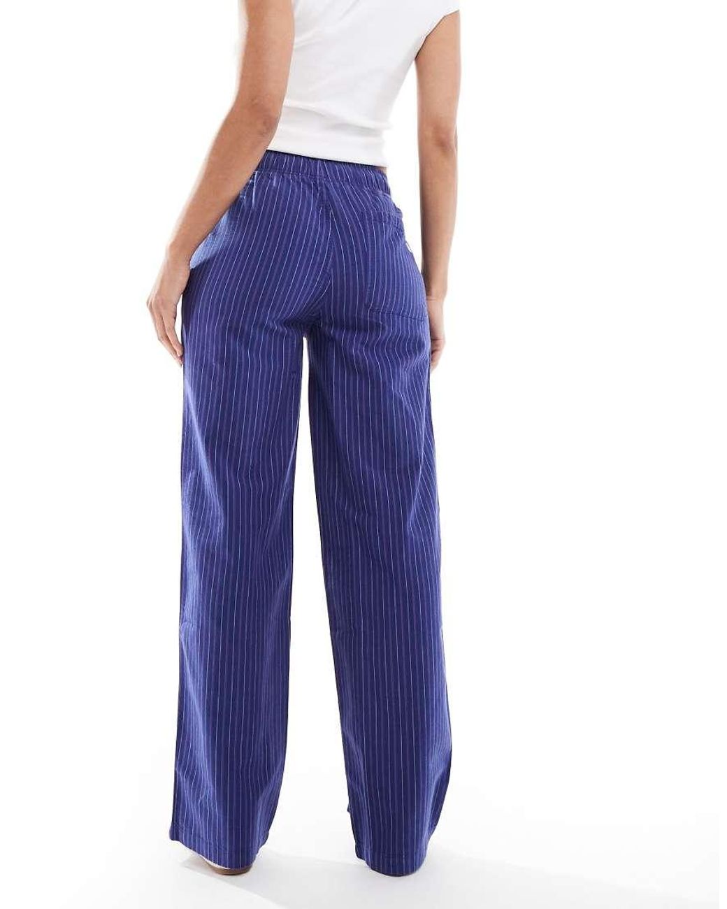Superdry Blue Cotton Stripe Elasticated Trousers