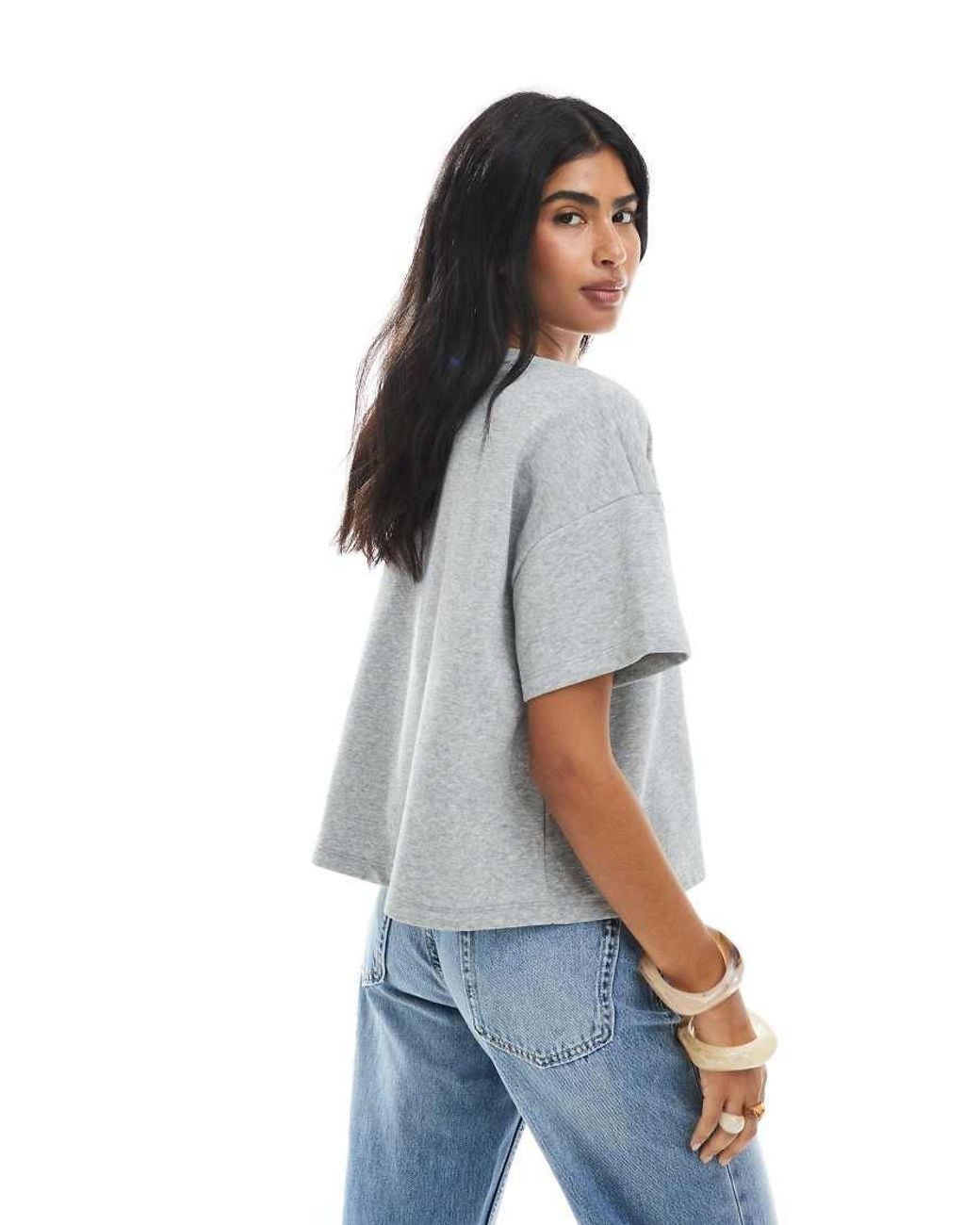 Pieces Gray Boxy Sweat T-shirt