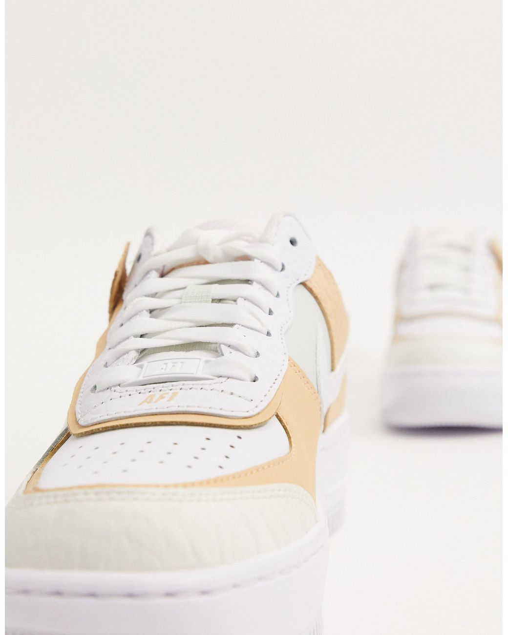 Nike Air Force 1 Shadow Tonal Cream And Orange Sneakers in Natural | Lyst
