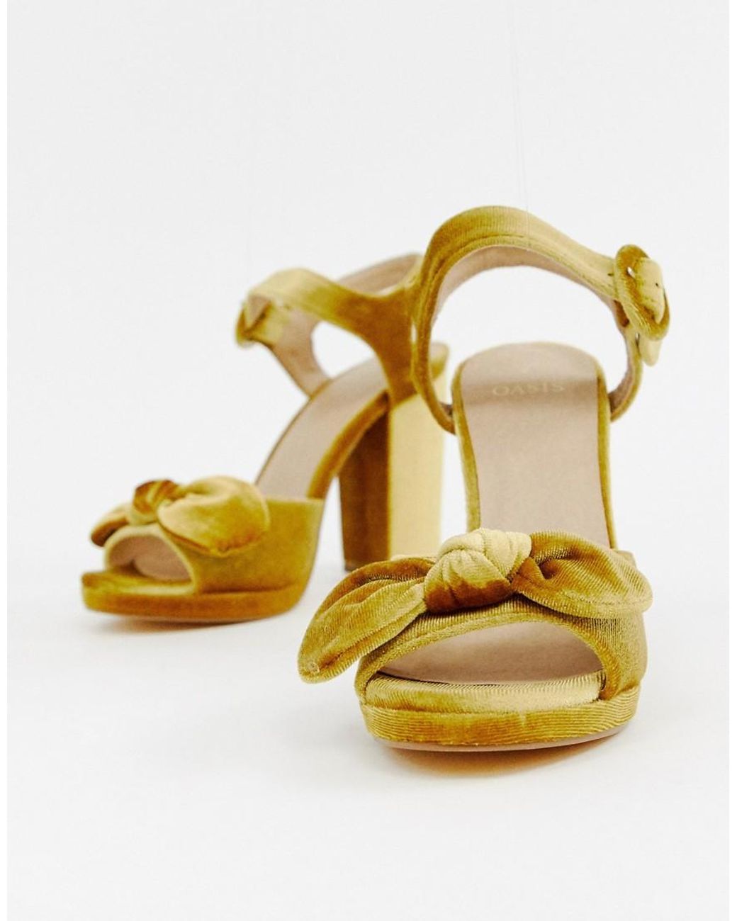 Oasis Sandalen Met Blokhak In Geel Fluweel in het Geel | Lyst NL