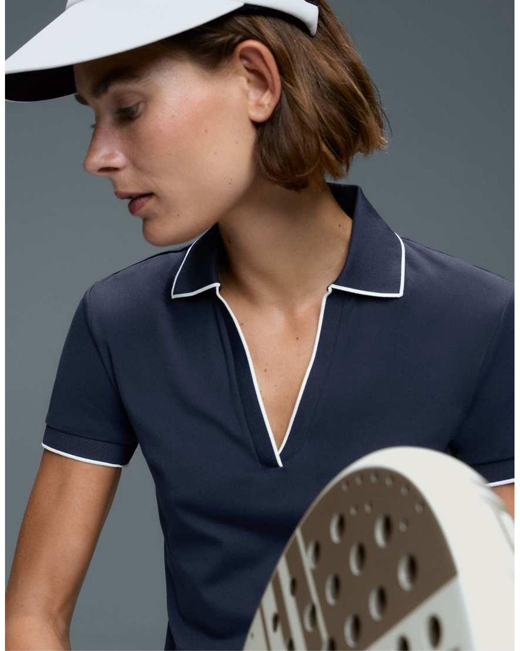 Oysho Blue Comfortlux Short Sleeve Piping Polo Shirt