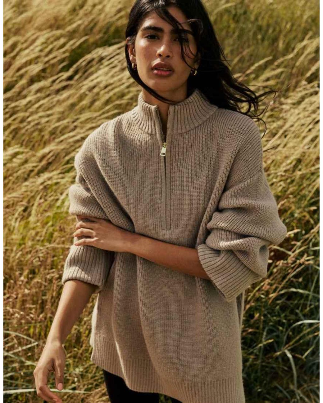 Nobody's Child Brown Half Zip Chunky Jumper