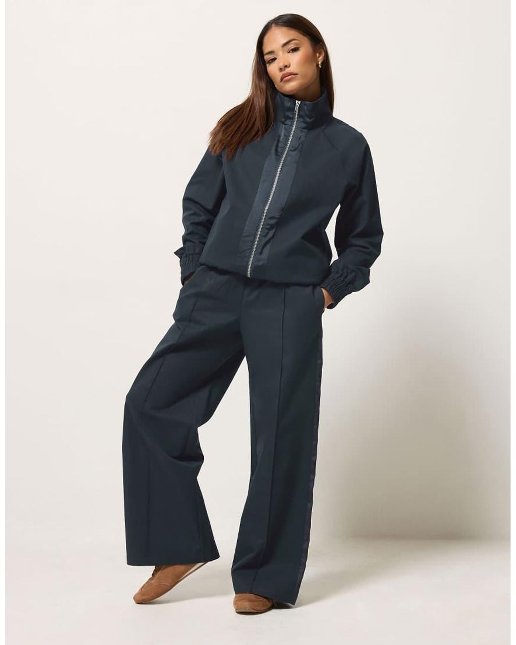 PixieGirl Blue Petite Funnel Neck Jacket