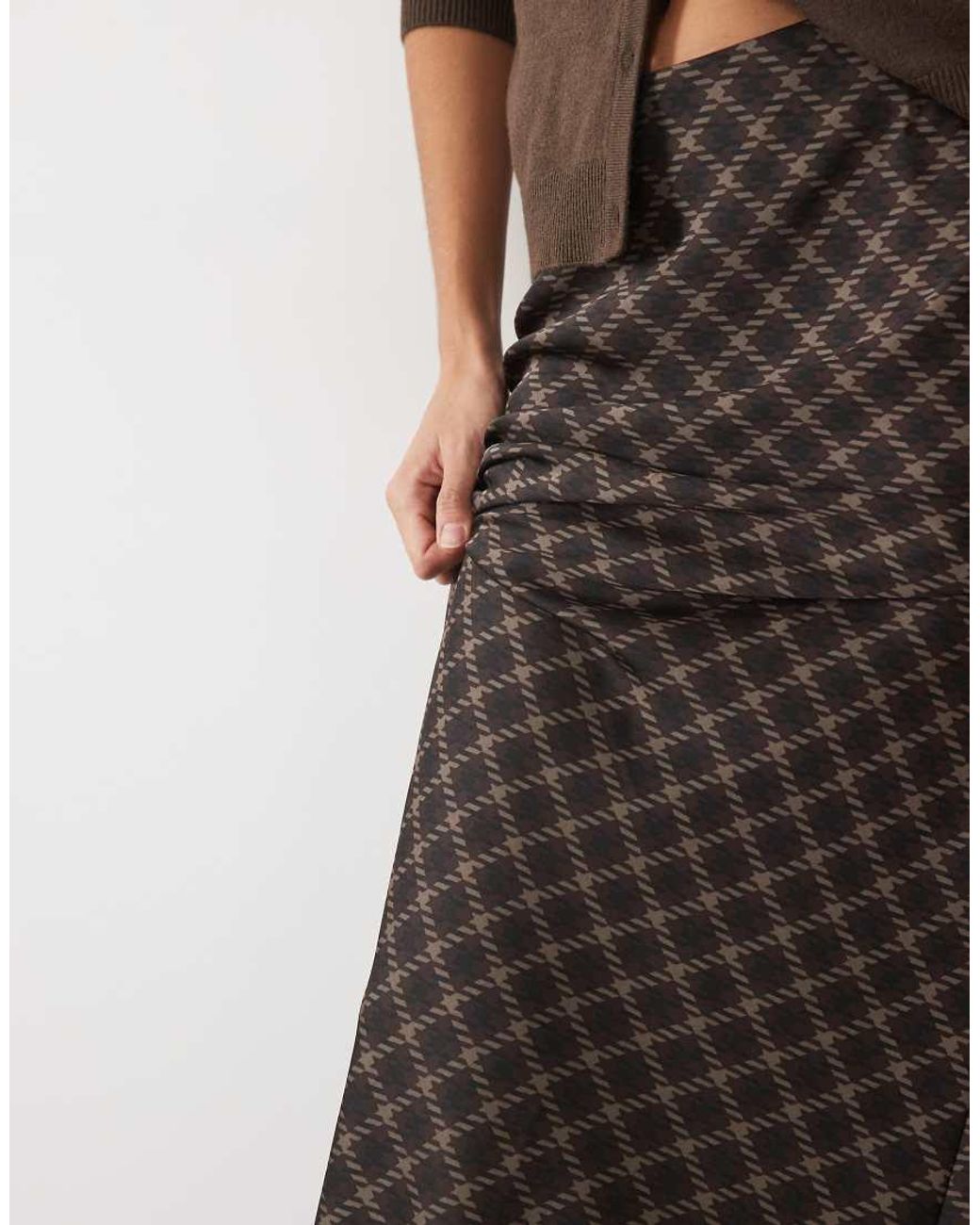 Vila Brown Satin Maxi Skirt