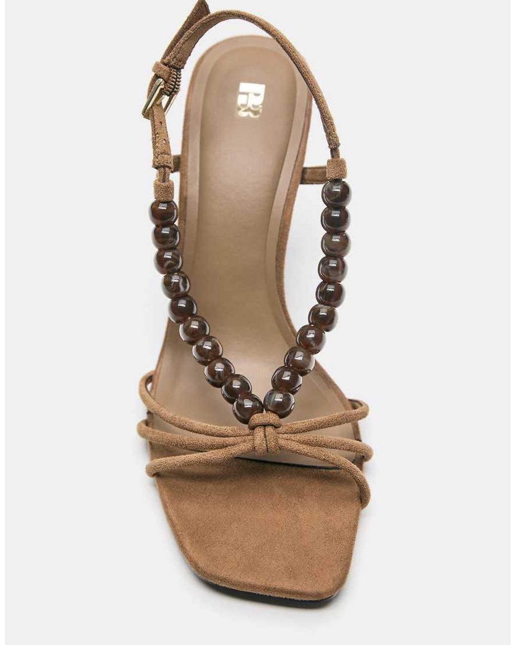 Pull&Bear Natural Beaded Heeled Sandals