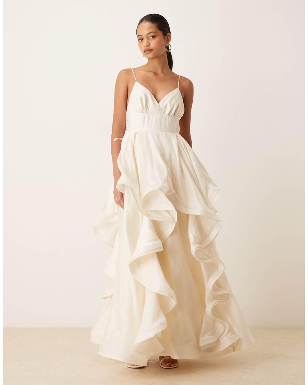 True Decadence Natural Plunge Front Maxi Dress