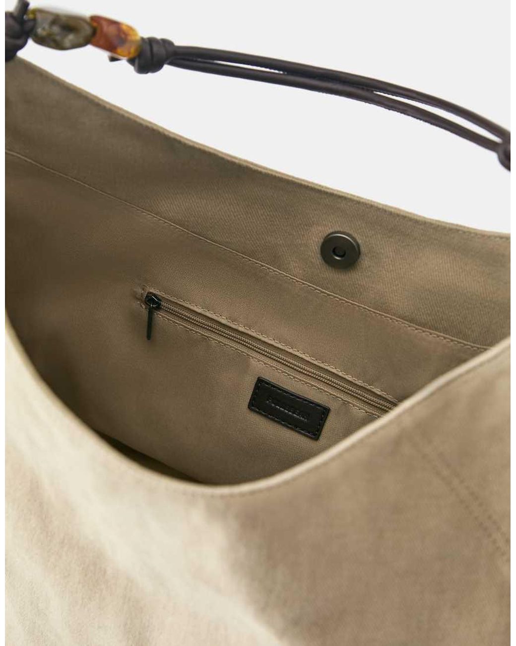 Pull&Bear Natural Beaded Tote Bag