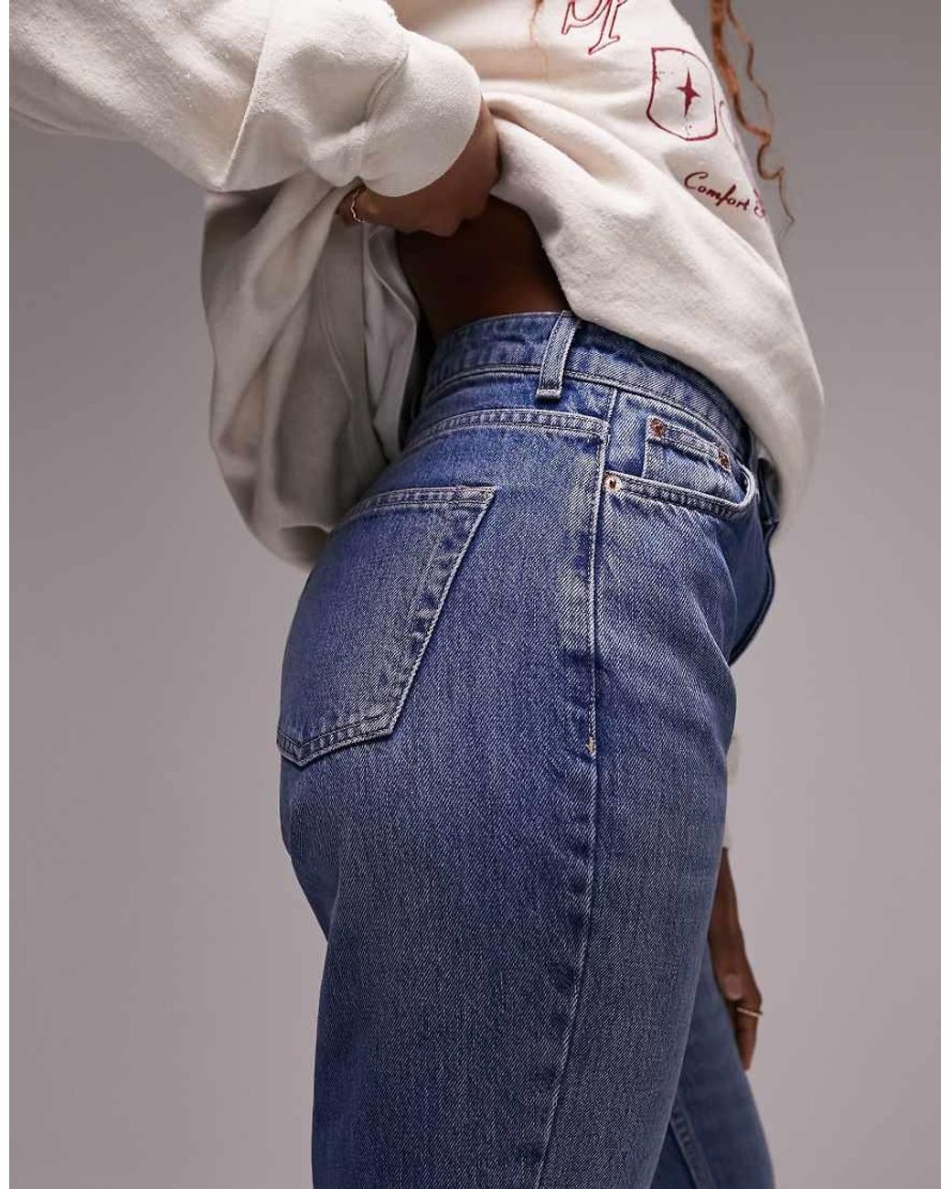 Topshop Hourglass Blue Original Mom High Rise Jean