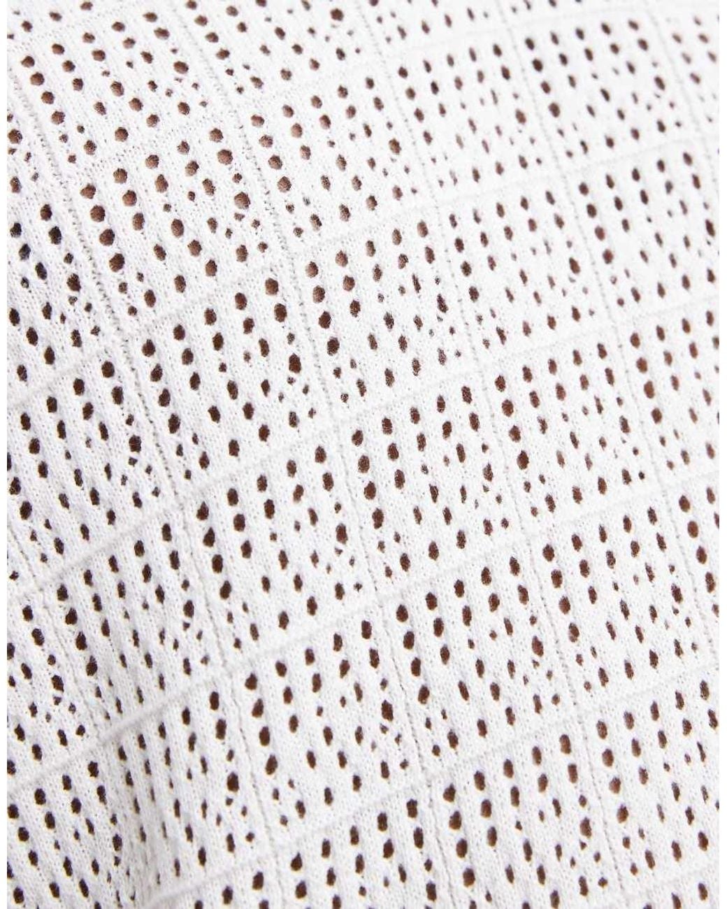 South Beach White Crochet Polo for men