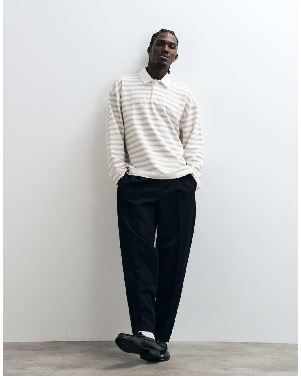 ASOS Gray Heavyweight Boxy Oversized Rugby Polo for men