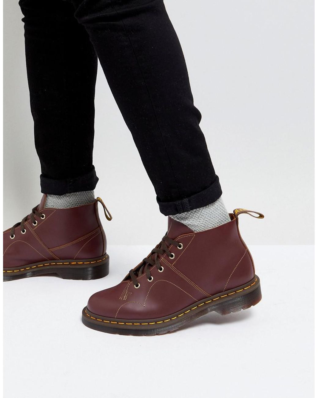Dr. Martens Church Monkey Lace Up Boots In Oxblood in Red for Men