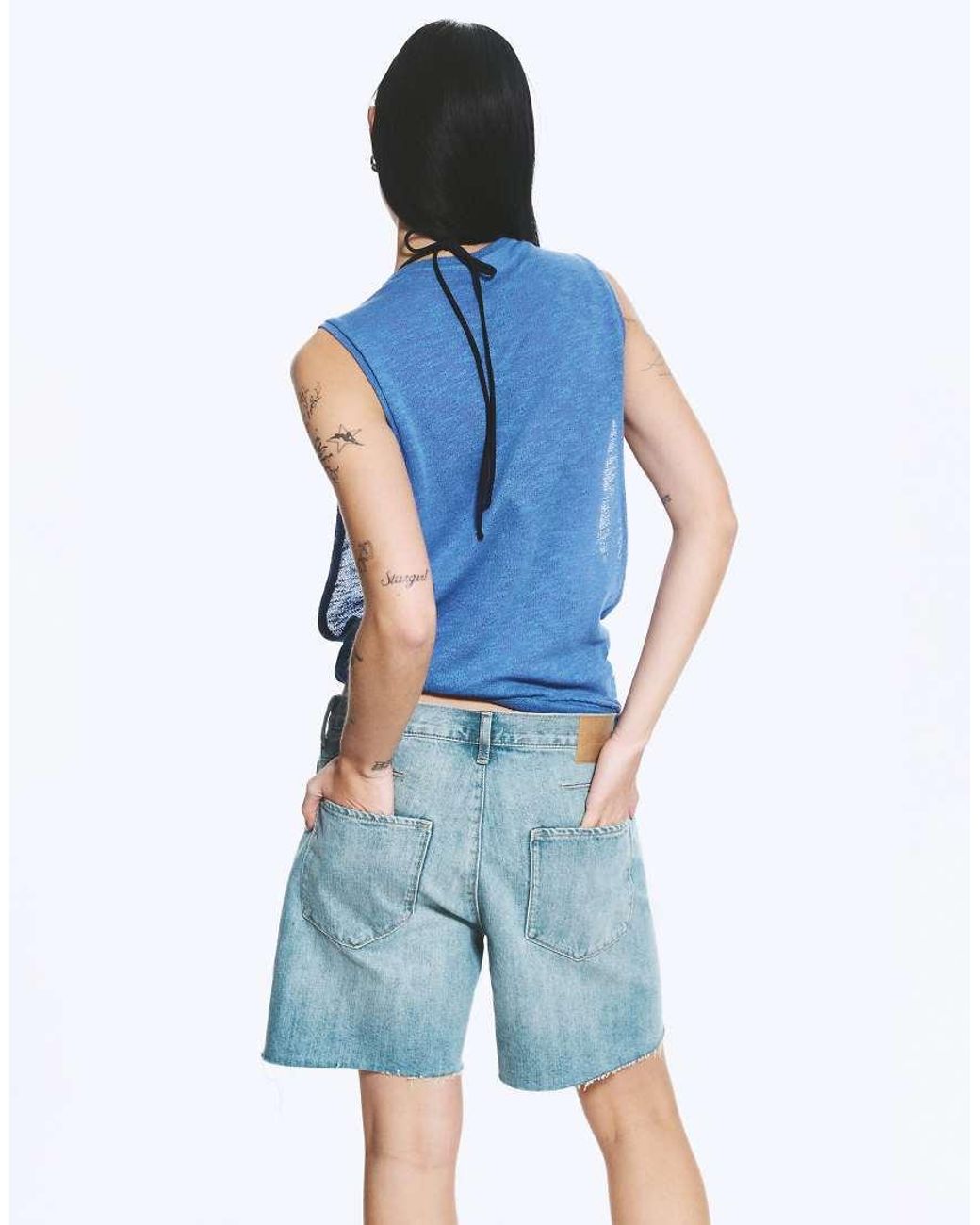 Weekday Blue Dropped Armhole Tank