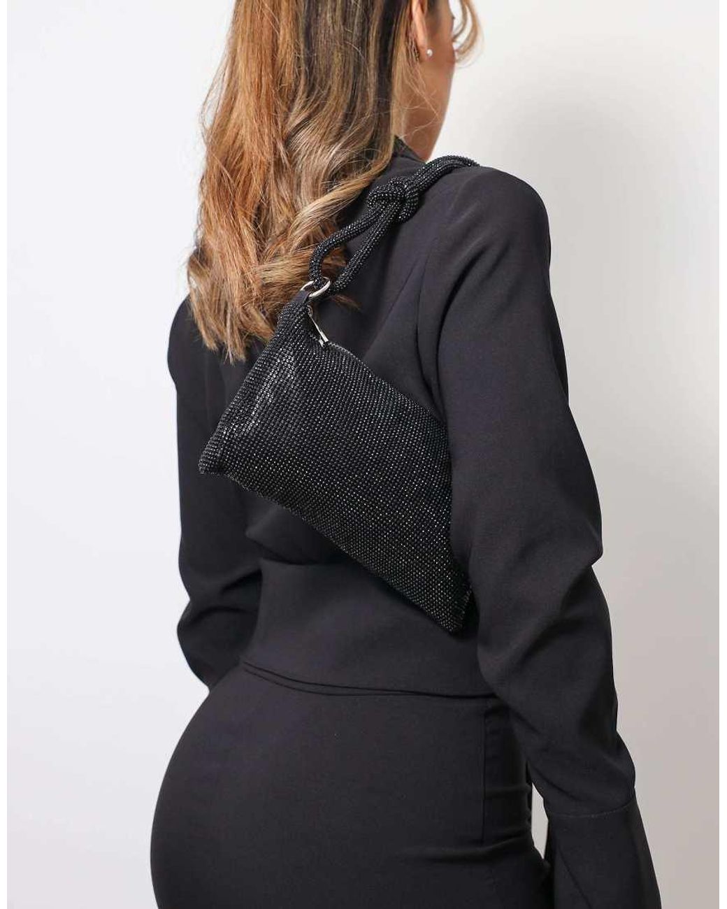 SIMMI Black Talia Diamante Shoulder Bag