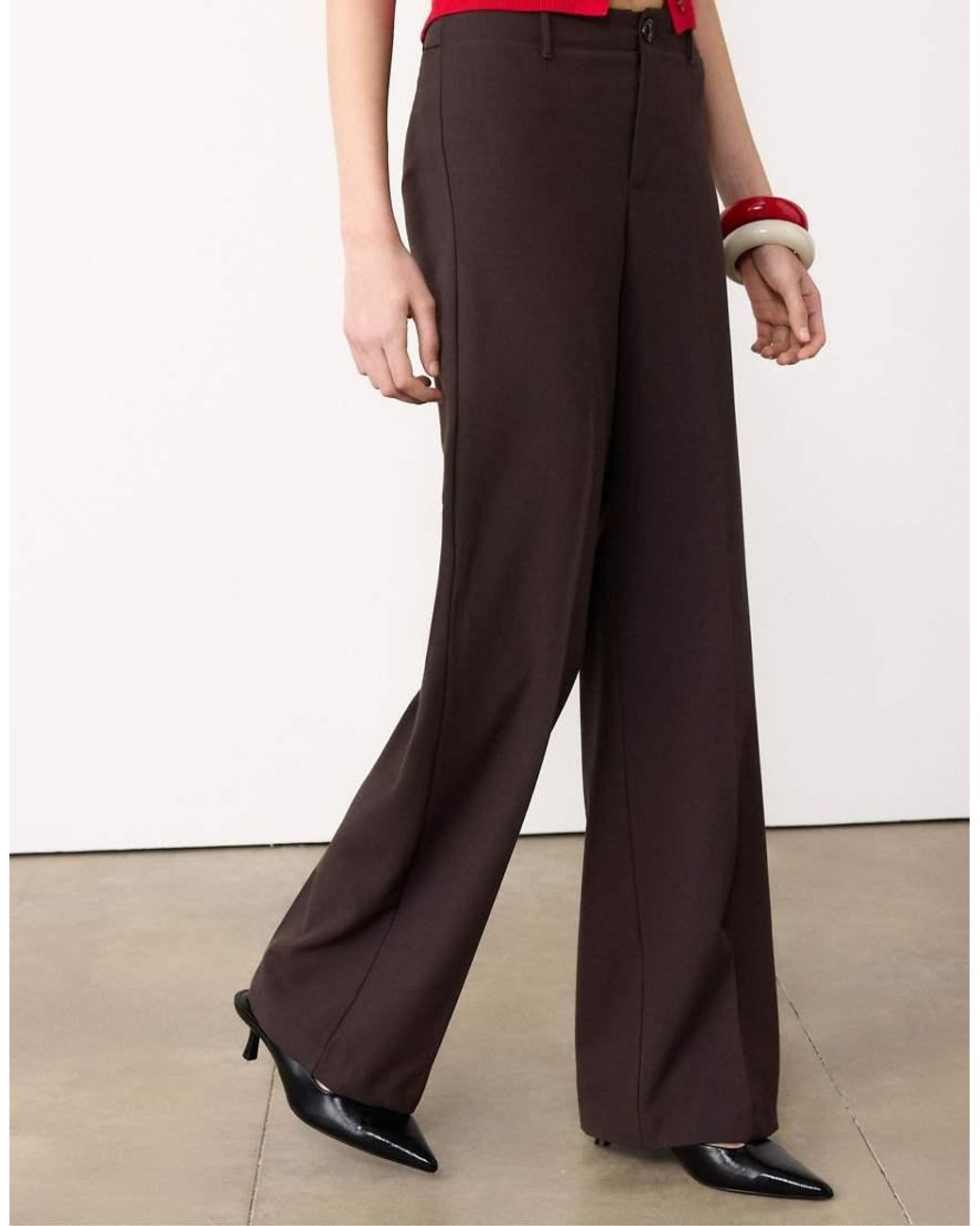 Stradivarius Red Wide-leg Formal Wear Trousers