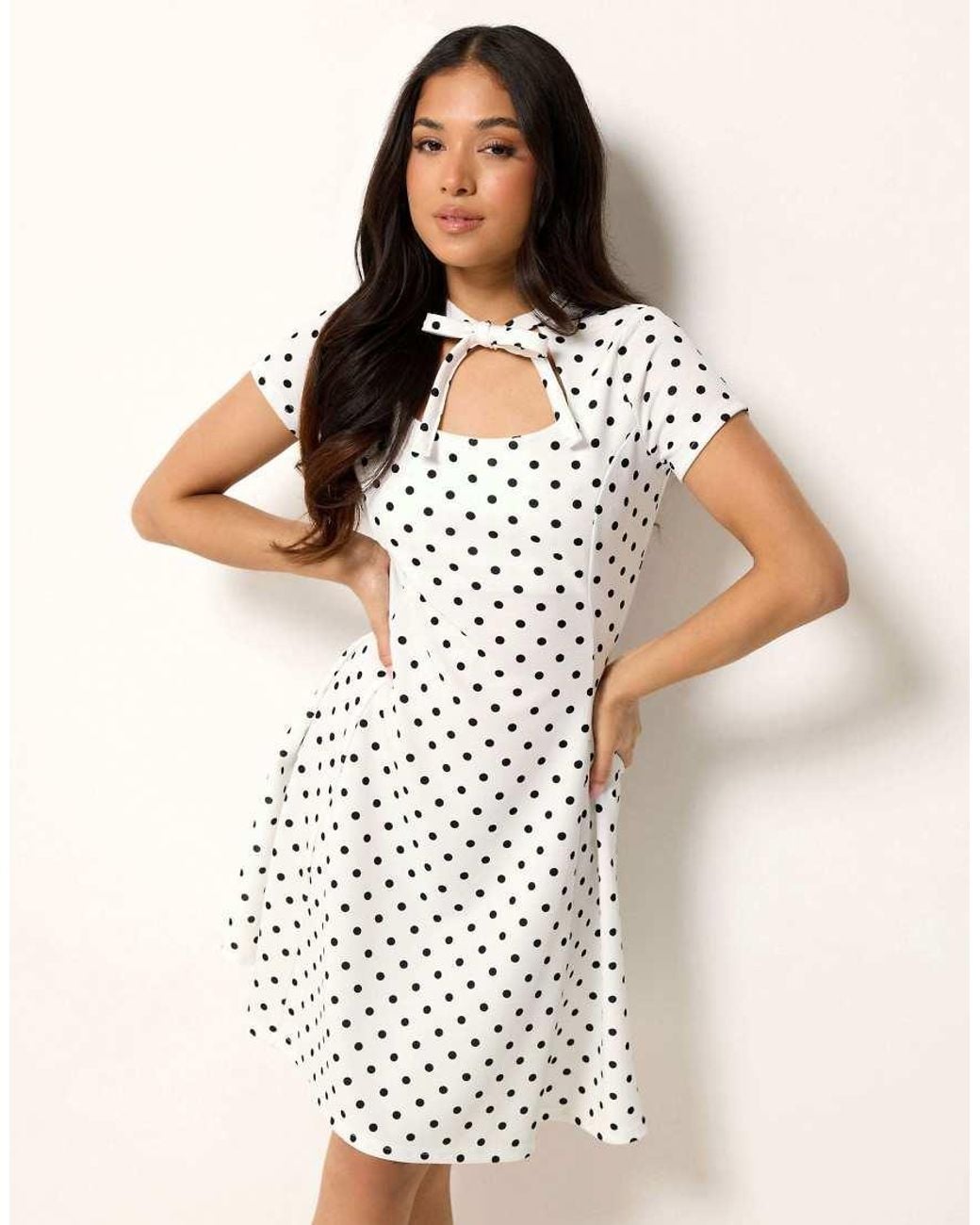 PixieGirl White Petite Polka Dot Mini Dress