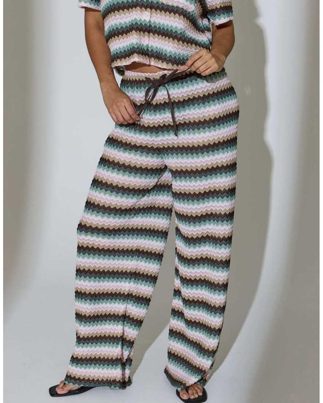 South Beach Gray Crochet Wide Leg Trousers