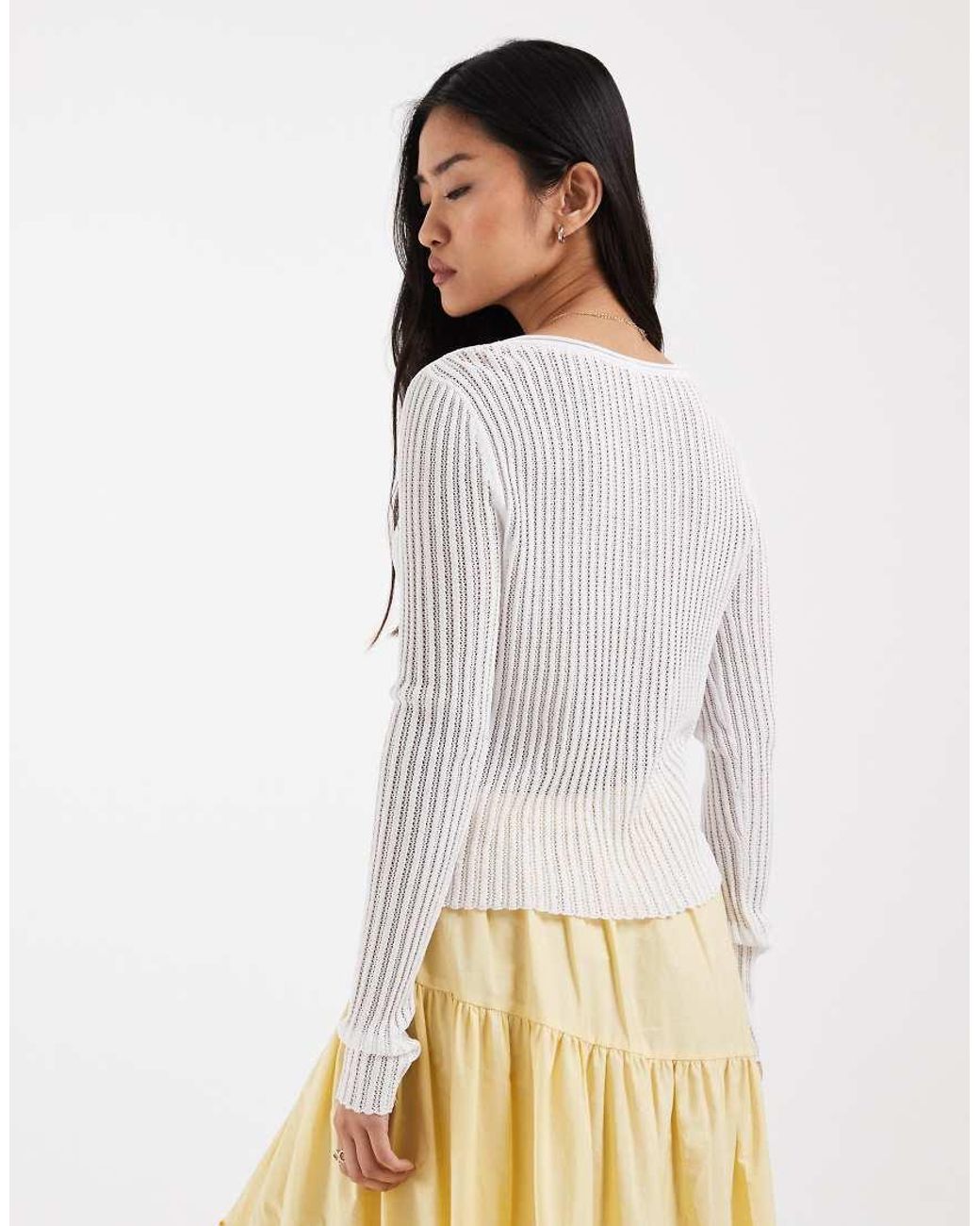 ONLY Natural Tie Front Ribbed Cardigan
