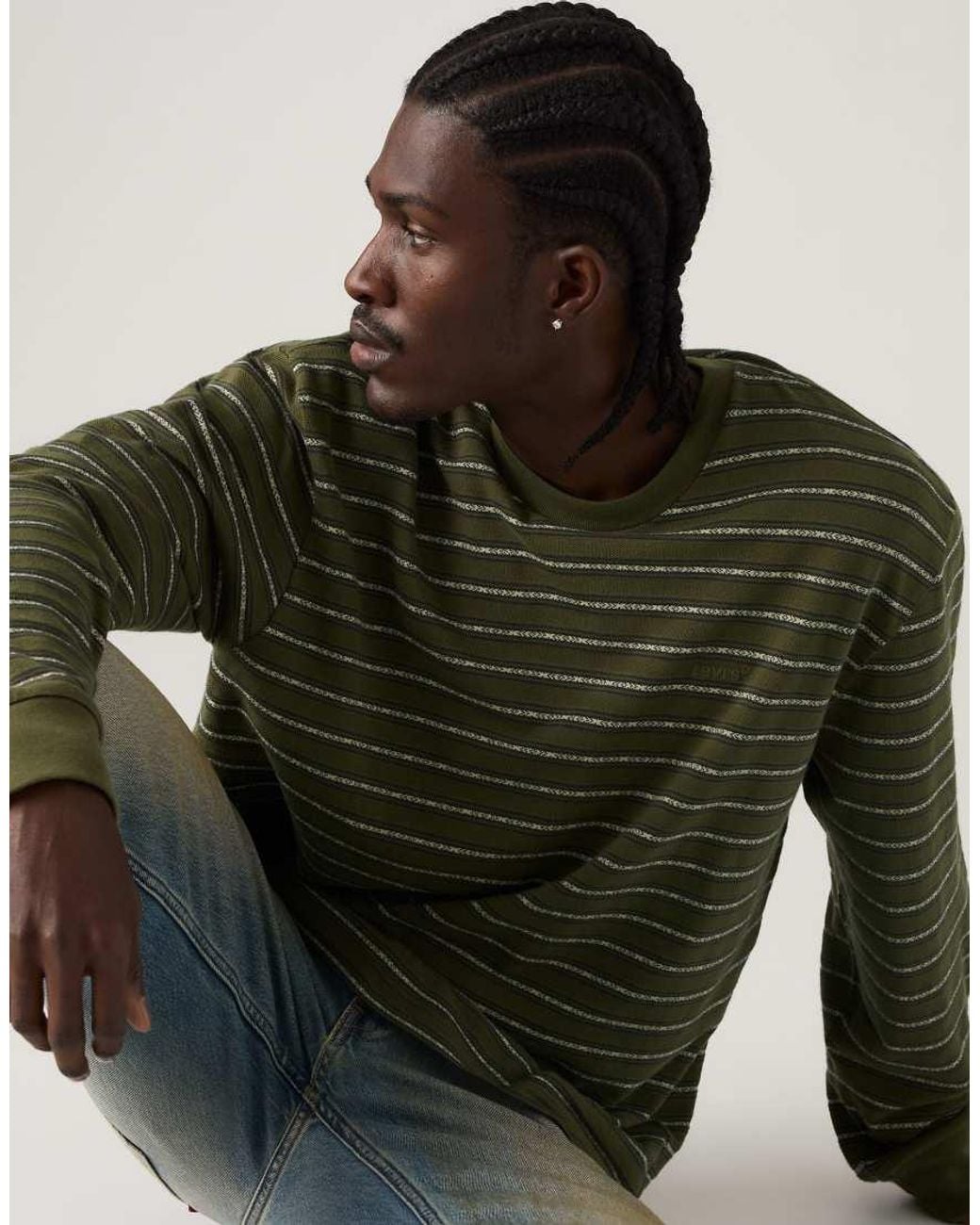 Levi's Green Long-Sleeve Authentic Striped Tee for men