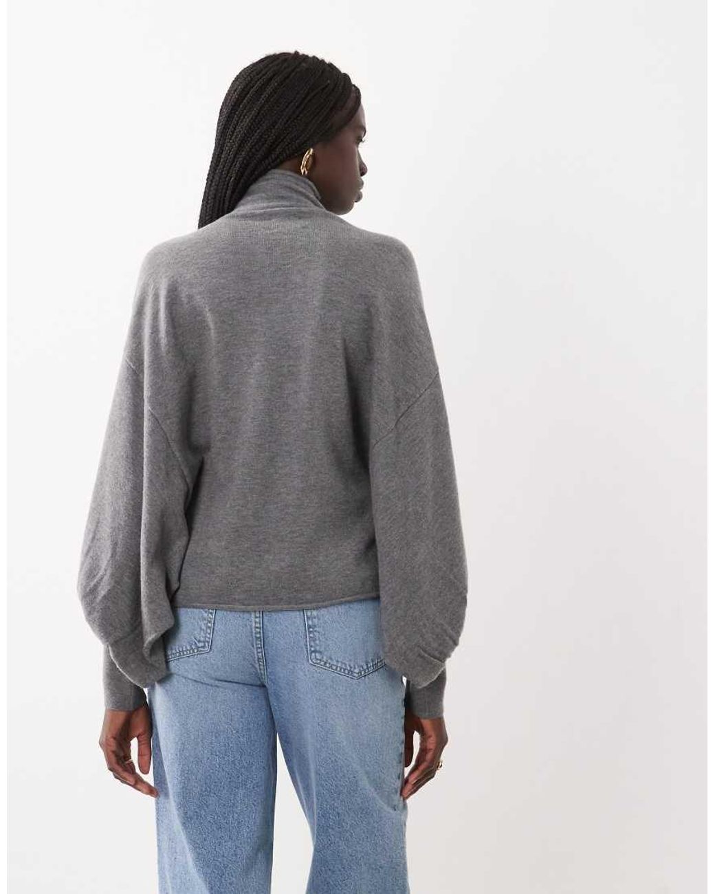 ASOS Gray Batwing Roll Neck Jumper
