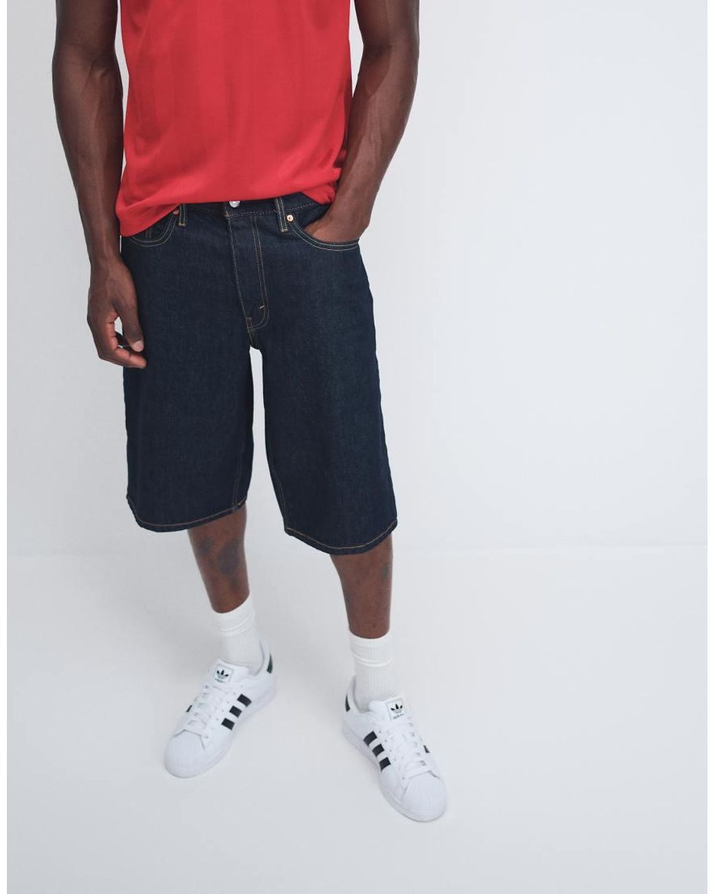 Levi's Red 470 Baggy Denim Shorts for men