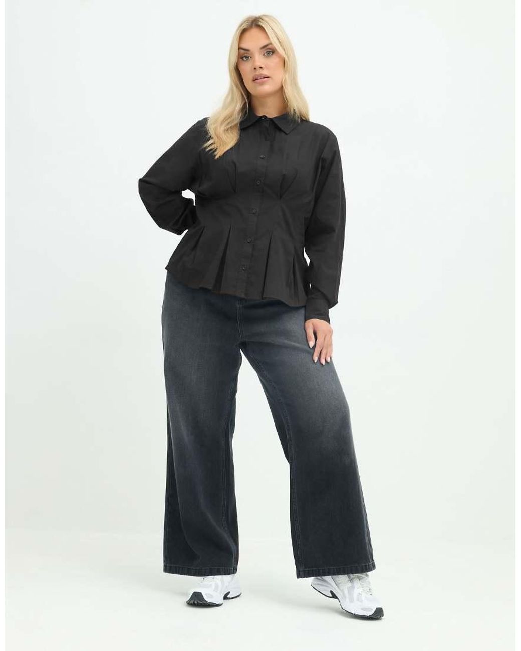 Yours Clothing Gray Cinched Seam Detail Shirt