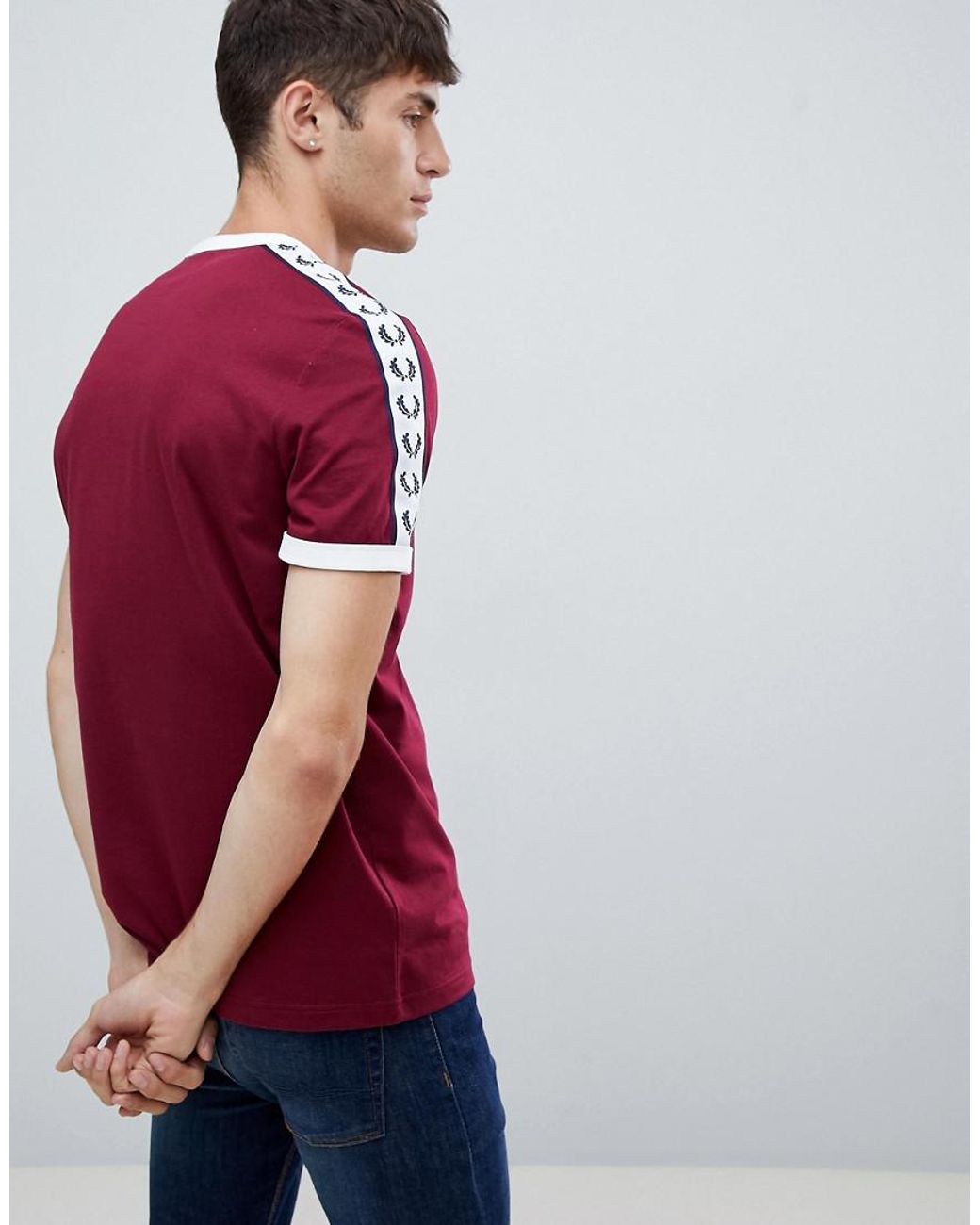 Fred Perry Sports Authentic Taped Ringer T-shirt In Burgundy Exclusive At  Asos in Red for Men | Lyst UK
