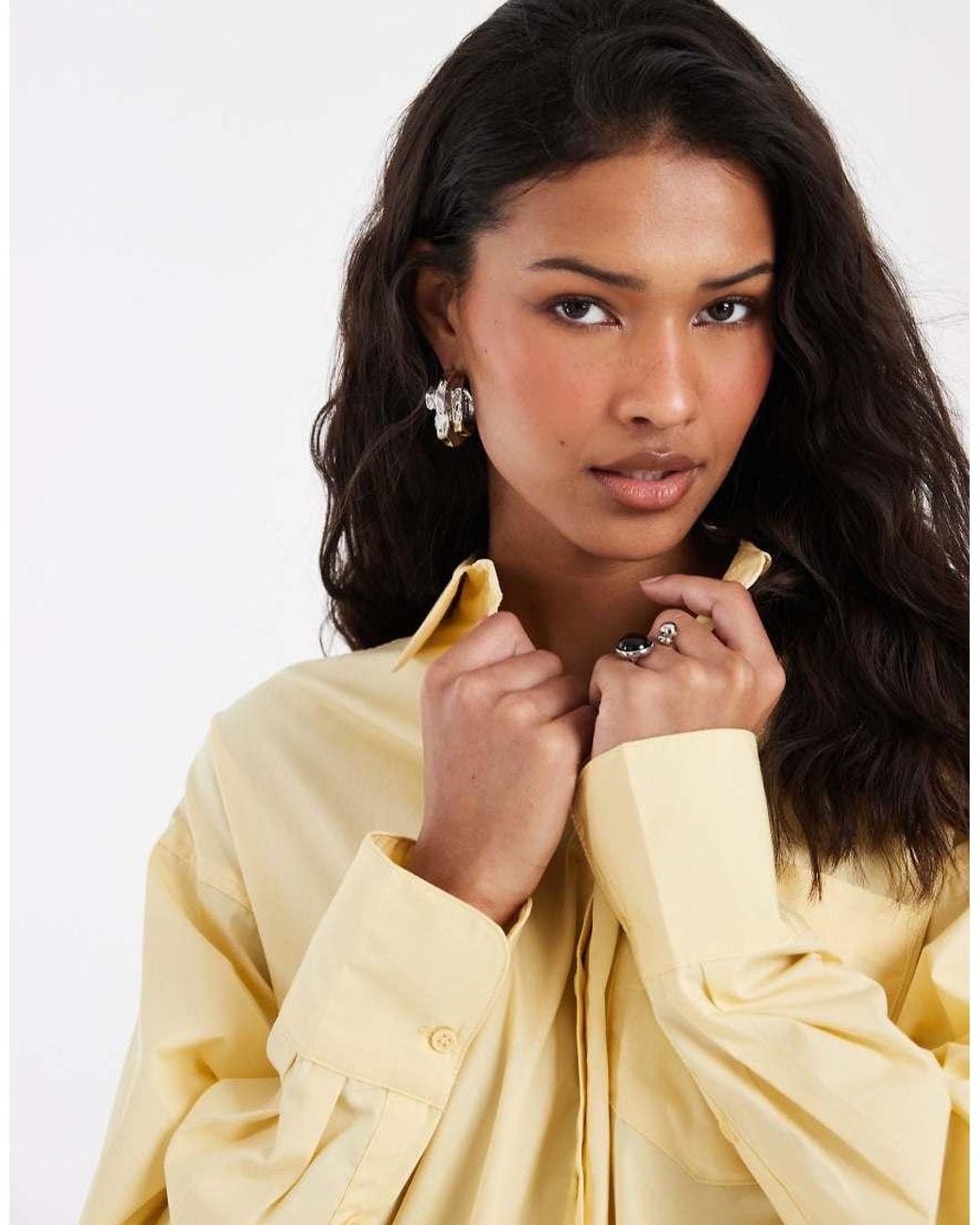 JJXX Yellow Jamie Oversized Poplin Shirt