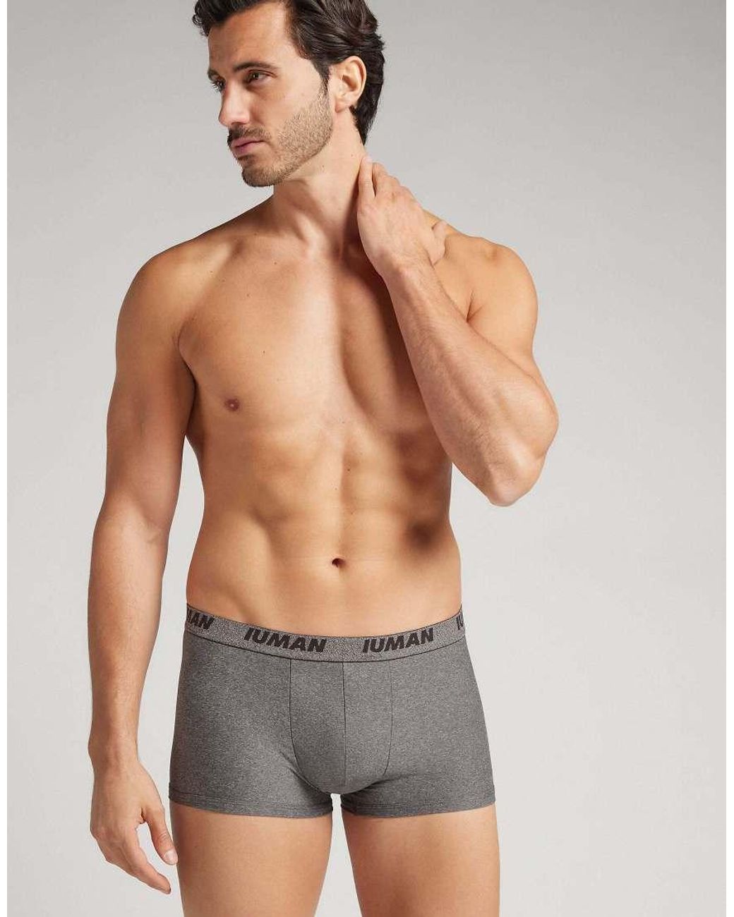 Intimissimi Gray Microfibre Boxers With Logo for men