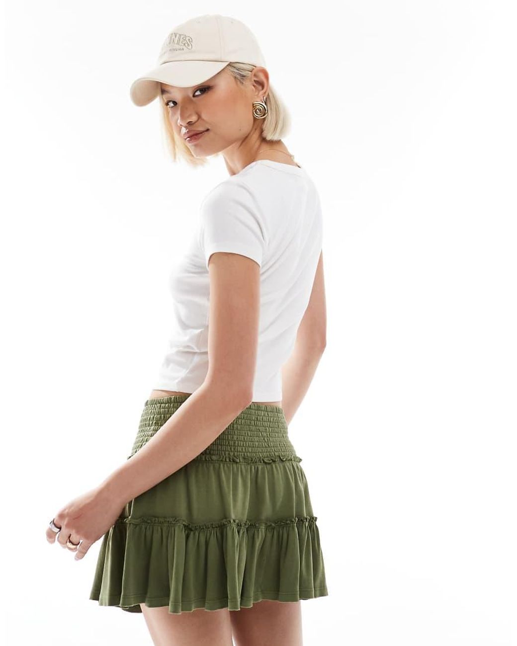 Superdry Green Tiered Jersey Mini Skirt