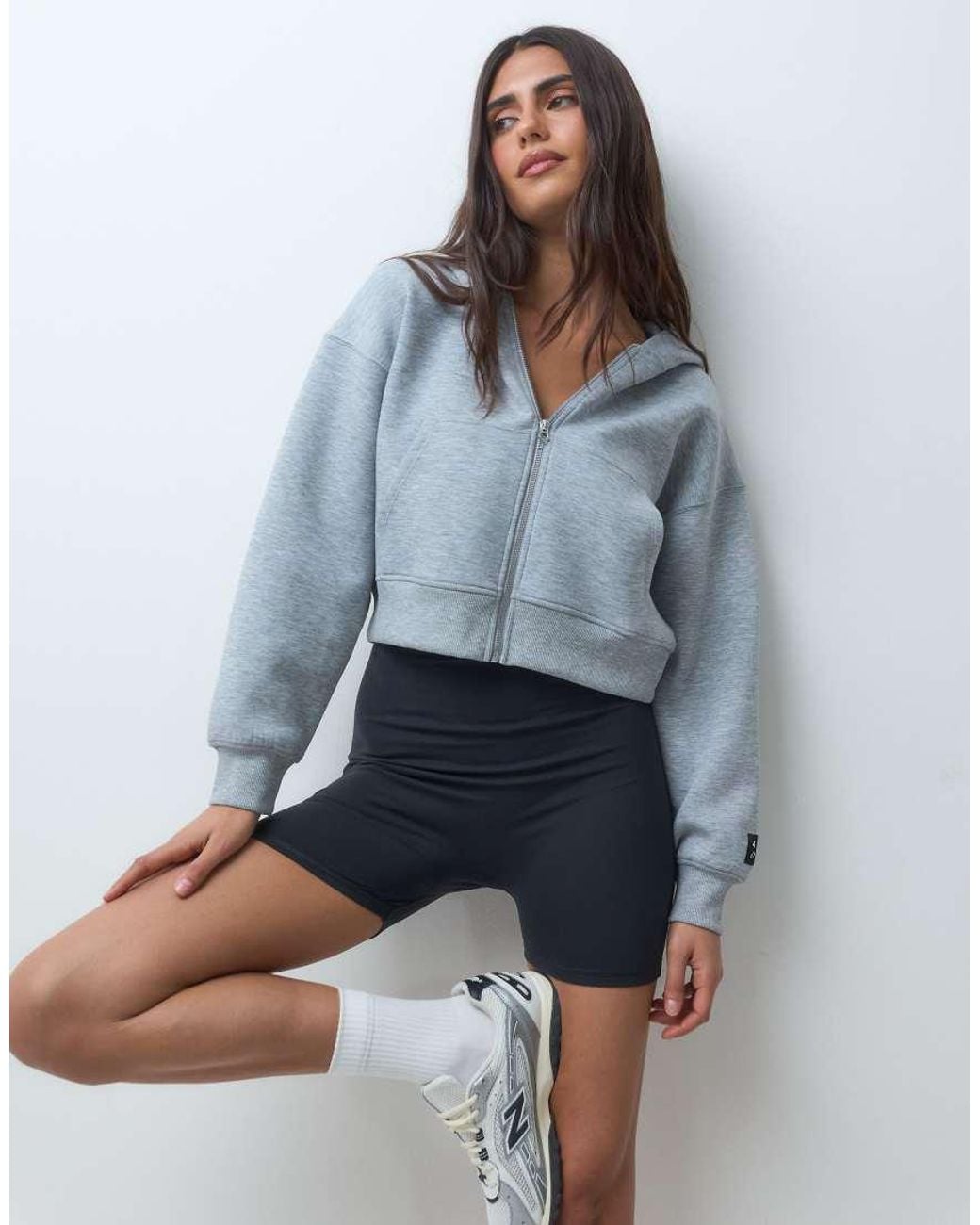 4505 Gray Performance Boxy Cocoon Fit Zip Up Hoodie