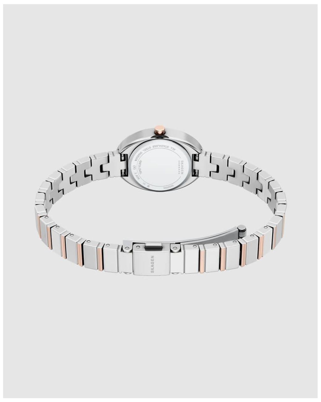 Skagen White Anita Oval Two-Hand Two-Tone Stainless Steel Watch