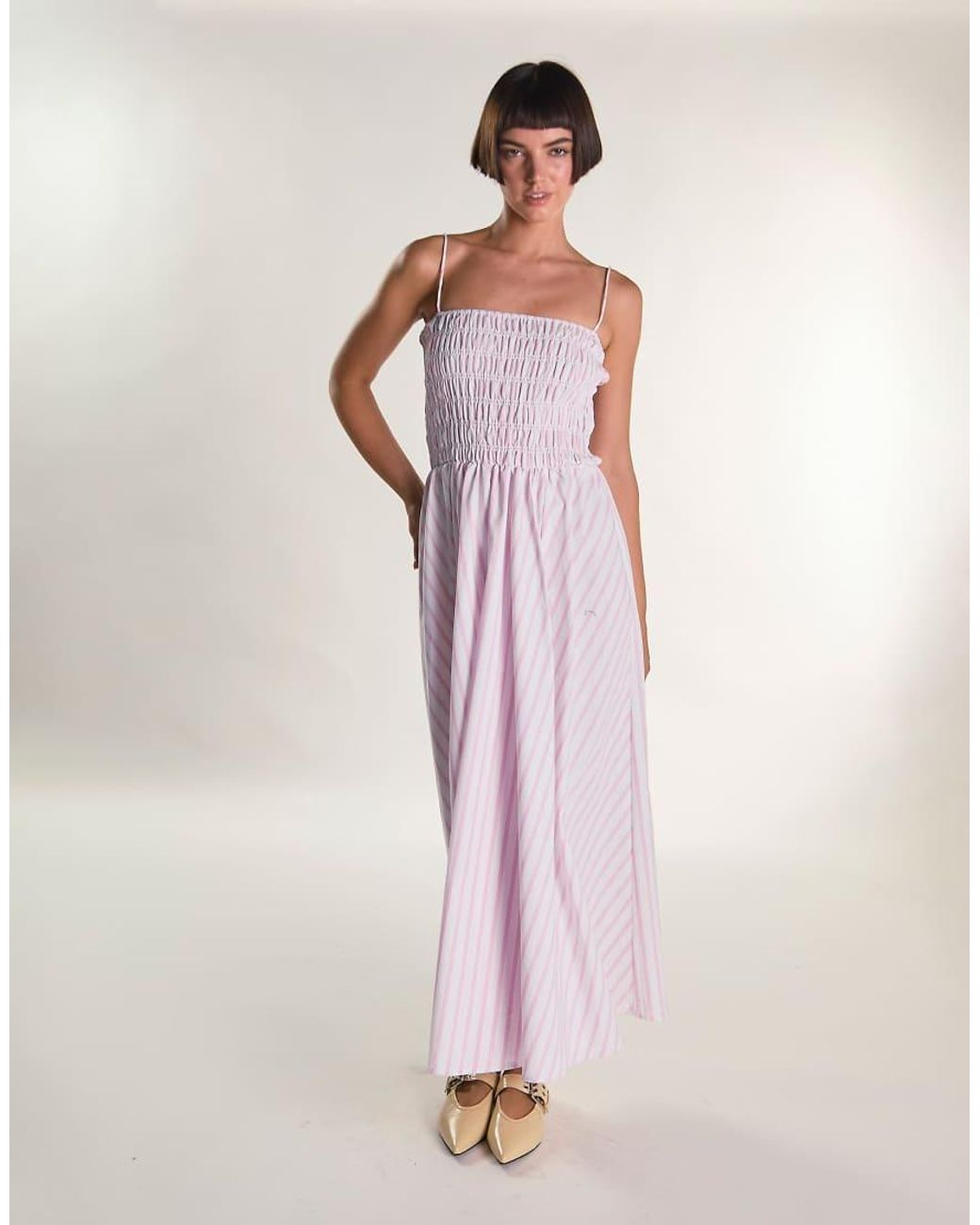Glamorous Pink Strappy Shirring Maxi Dress