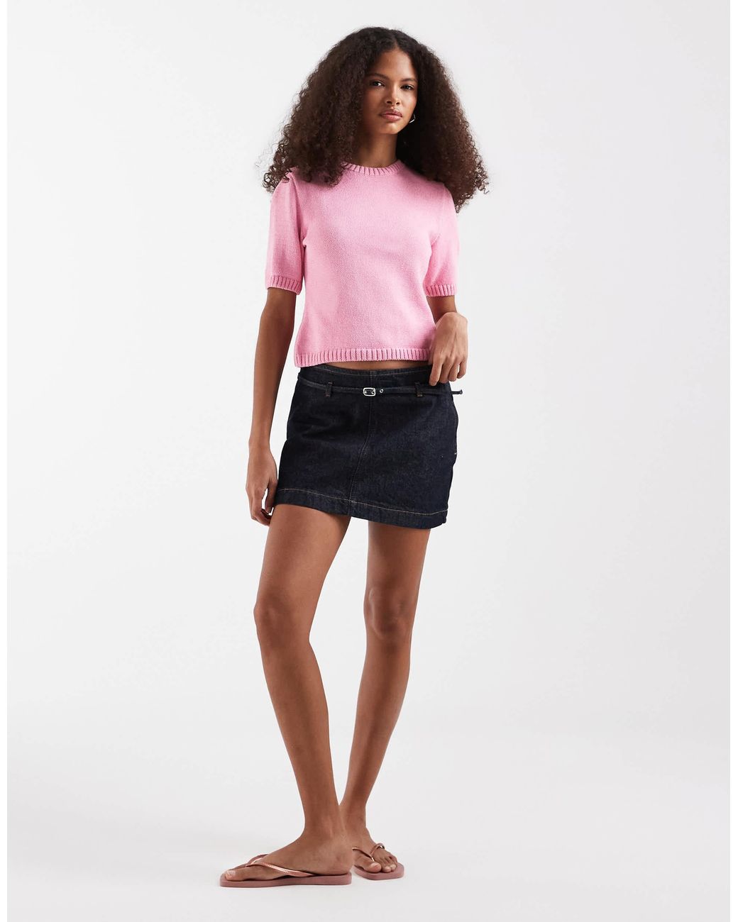 ASOS Pink Knitted Shrunken Top