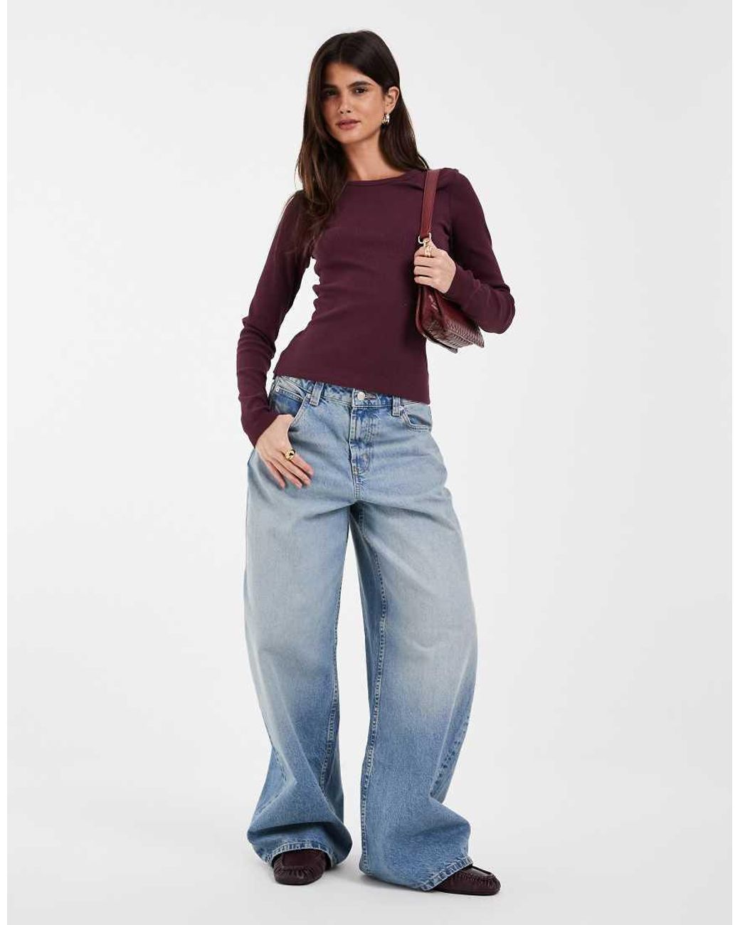 JJXX Purple Long Sleeve Ribbed Top