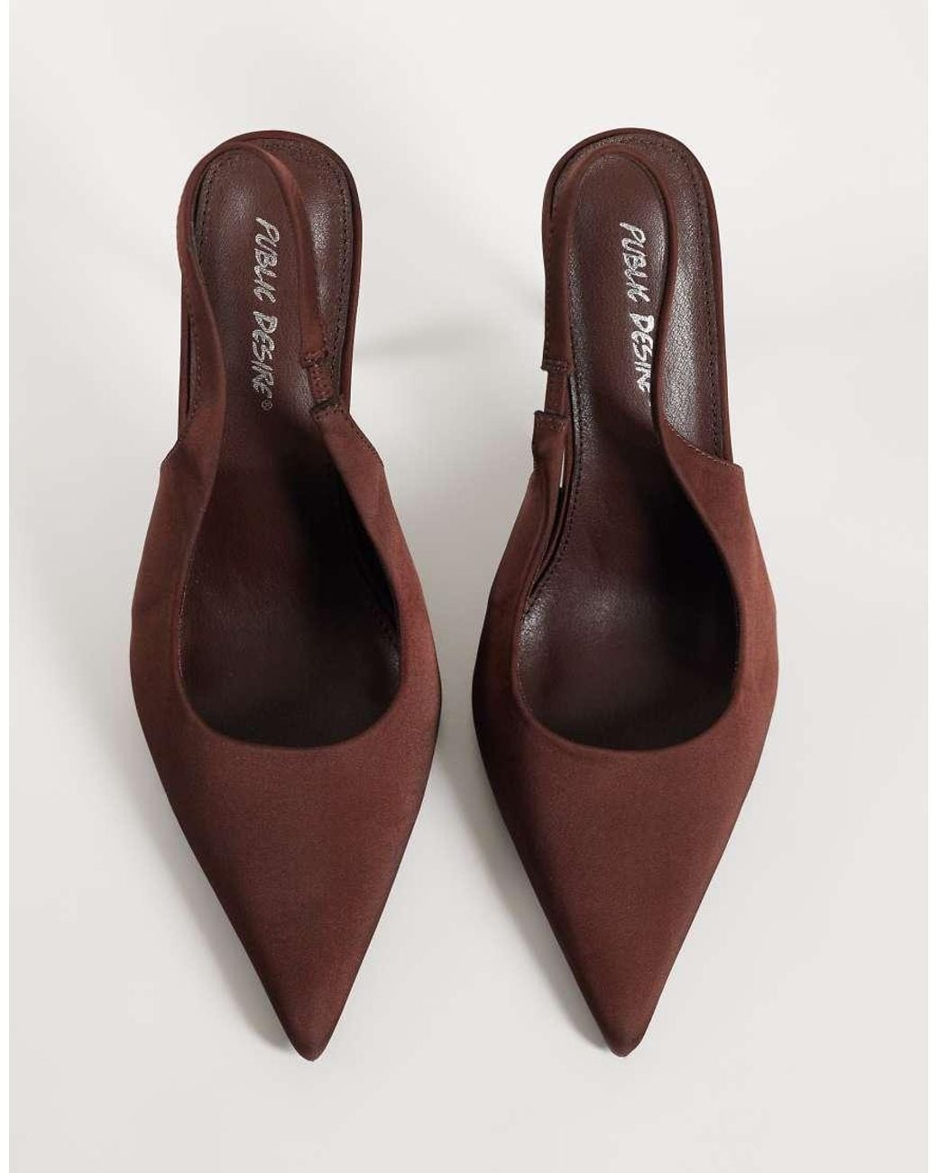 Public Desire Brown Allure Slingback Heeled Court Shoes