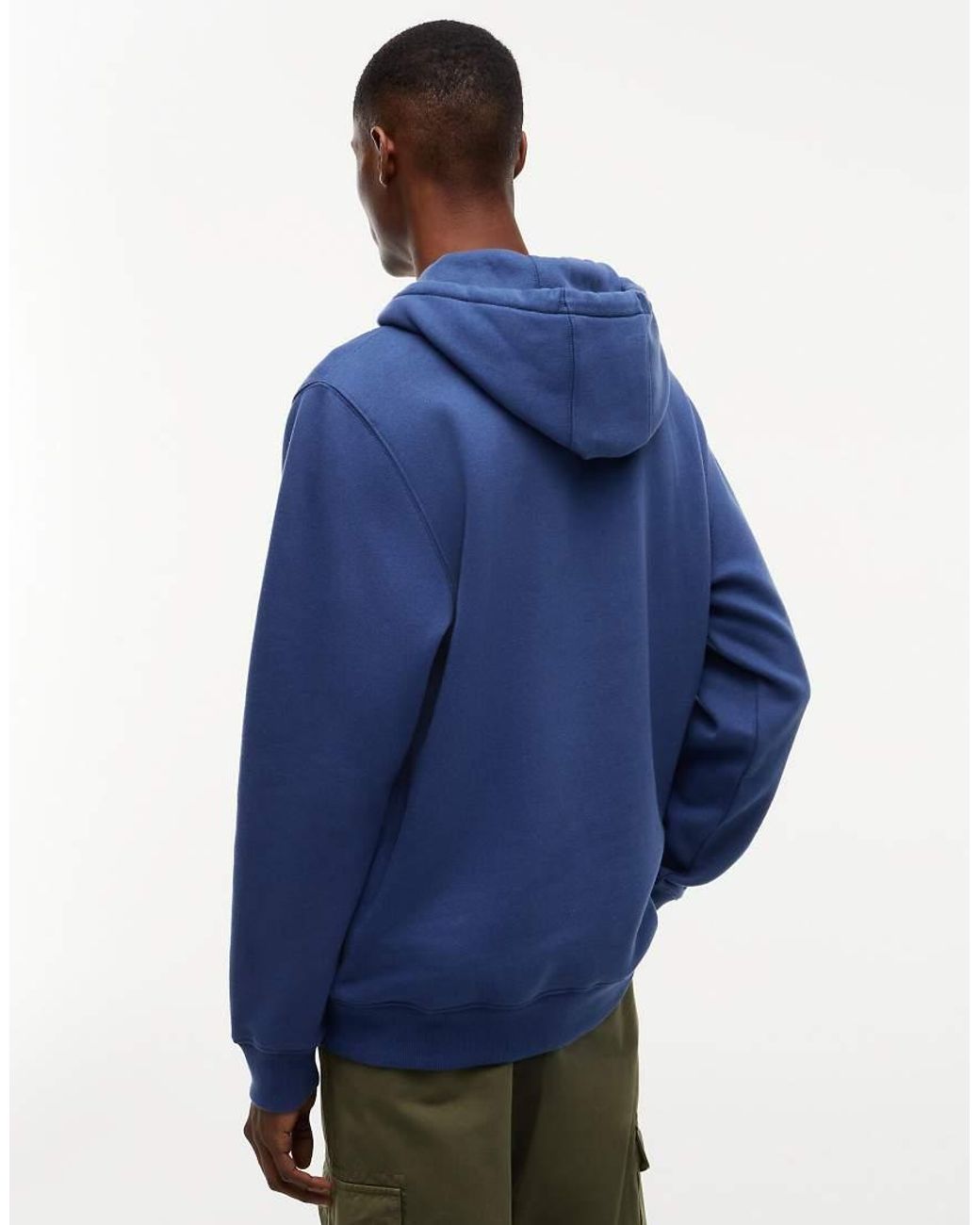 Tommy Hilfiger Blue Tommy Jeans Flag Embroidery Fleece Drawstring Hoody for men