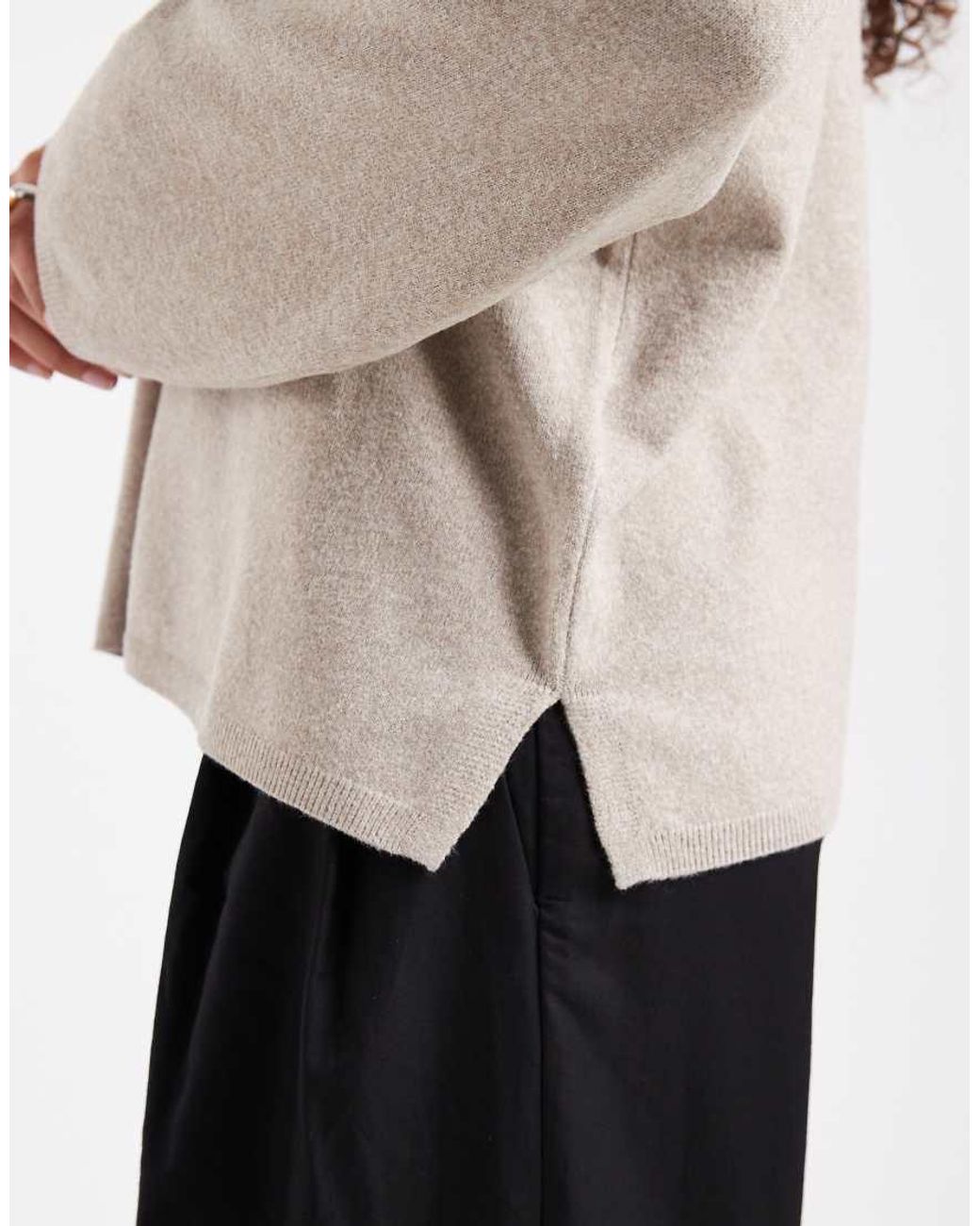 ONLY Gray Round Neck Boxy Knitted Top