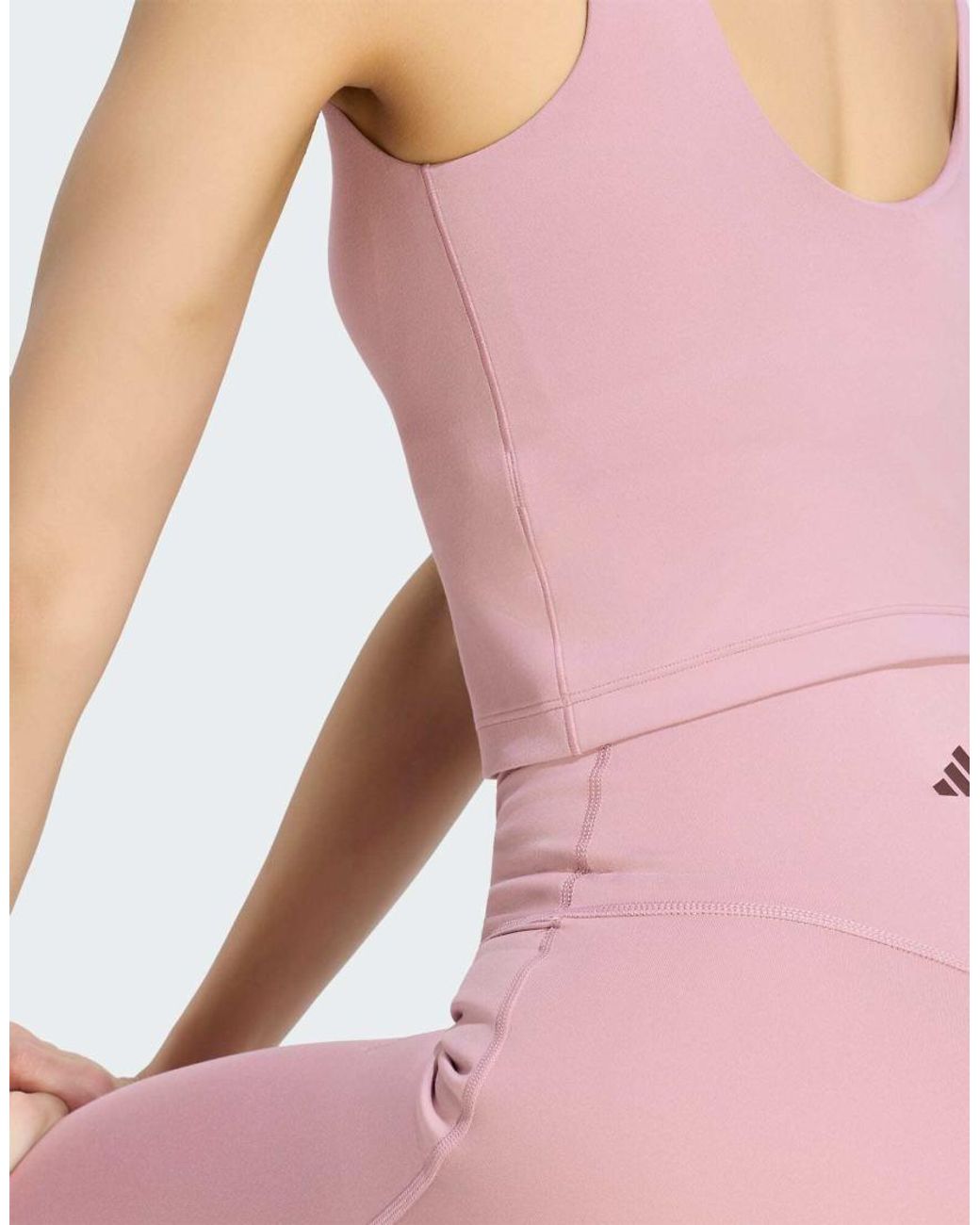 Adidas Originals Pink 3 Stripes Studio All Me X-Over Stash Pocket Leggings