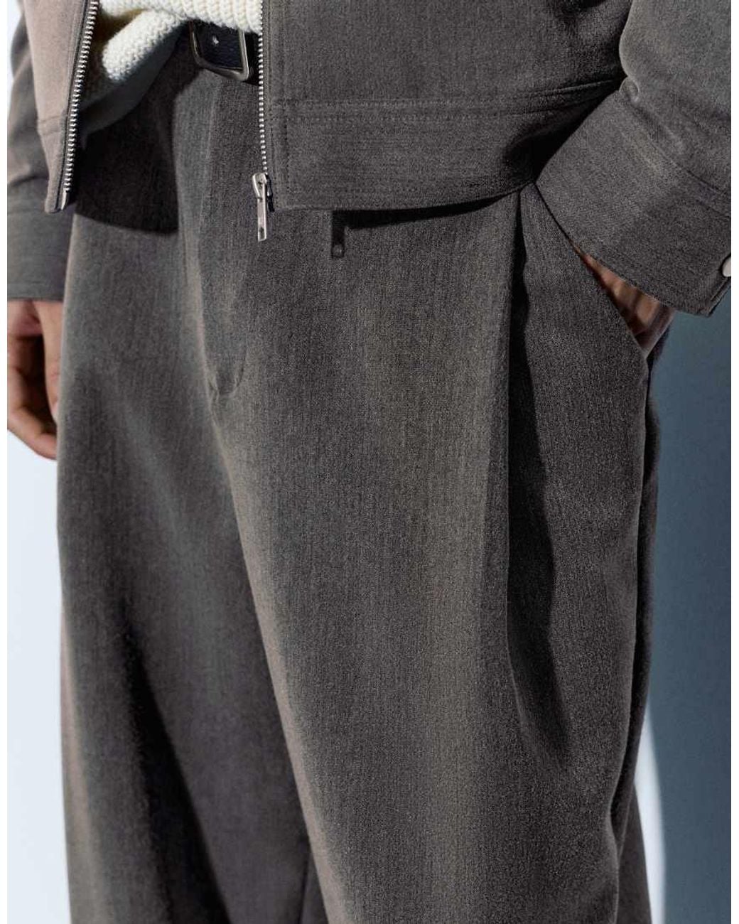 Pull&Bear White Straight Tailored Fit Trousers for men